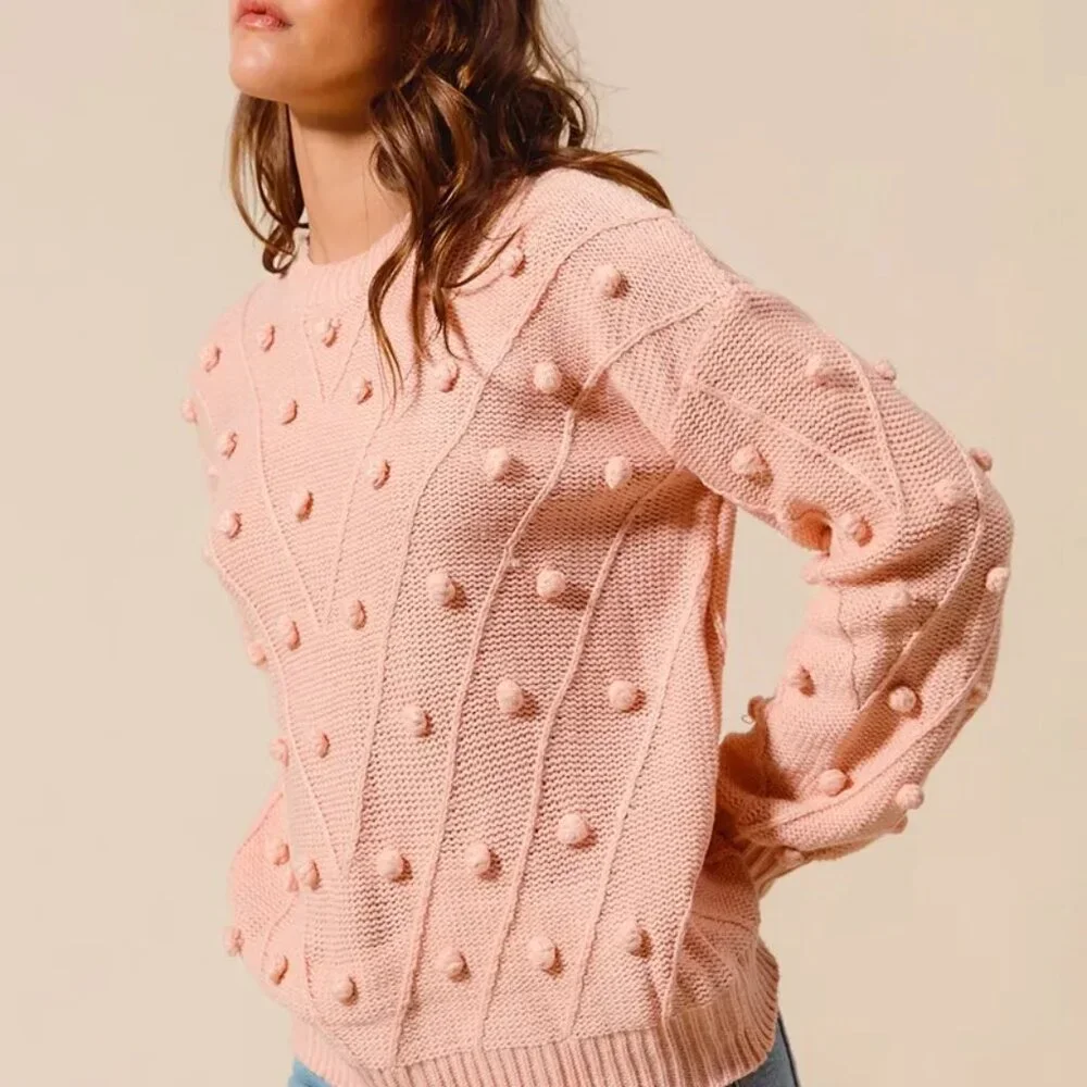 SO ME Pom Pom Textured Knit Sweater Top - Picture 5 of 10